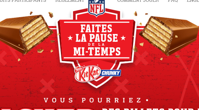 Terminé: Concours gagner des billets pour le Super Bowl 50 grâce à KitKat