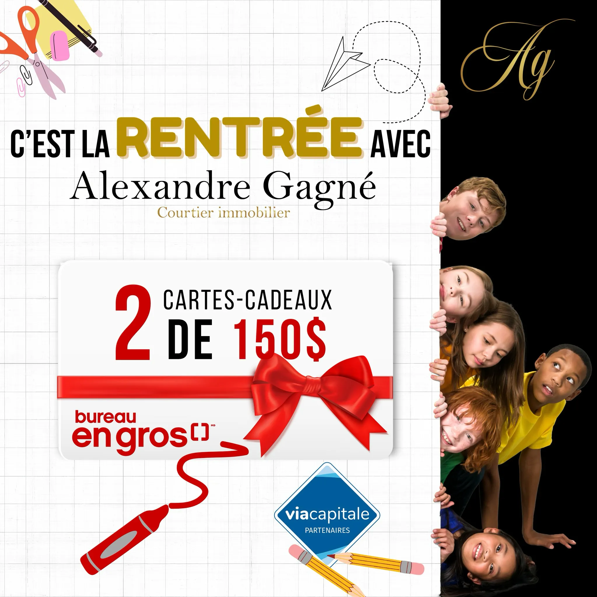Gagnez une carte-cadeau Bureau en gros de 150$ avec Alexandre Gagné de Via Capitale!