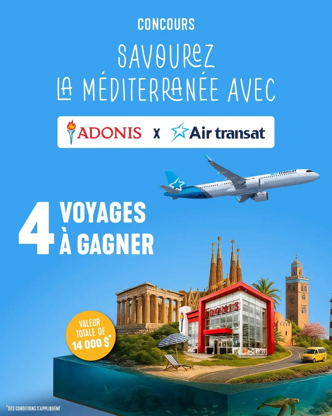 Voyages à gagner Air transat et Adonis