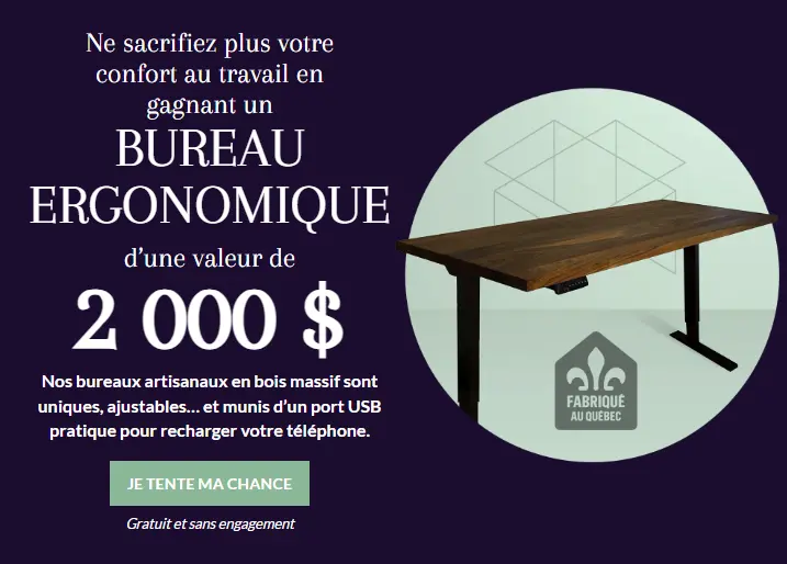 Shop authentique gagnez un bureau ergonomique