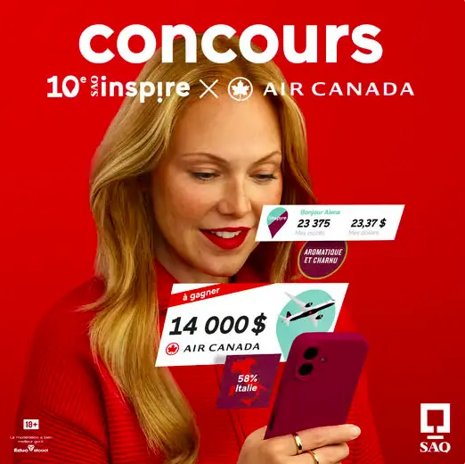 SAQ inspire gagnez un voyage Air Canada