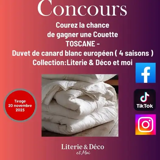 Gagnez une literie Toscane avec Boutique Literie & Déco et moi