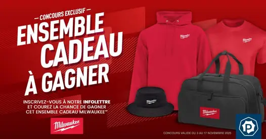 Concours ensemble cadeau Milwaukee