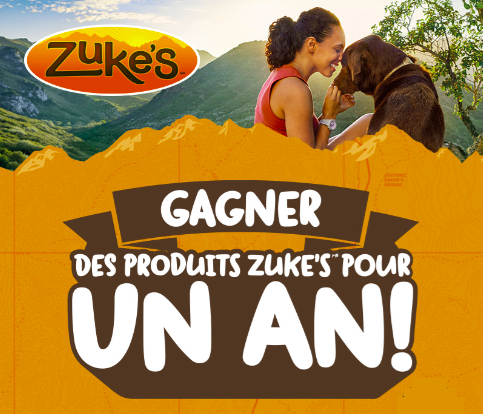 Courez la chance de gagner un an de produits Zuke’s pour votre chien!