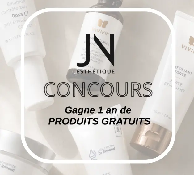 Courez la chance de gagner un an de produits JN Esthétique avec un nettoyant, un exfoliant et une crème hydratante renouvelés tous les trois mois!