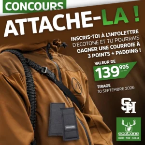 Inscrivez-vous et courez la chance de gagner une courroie à 3 points et son padding Sam Hunting avec Ecotone
