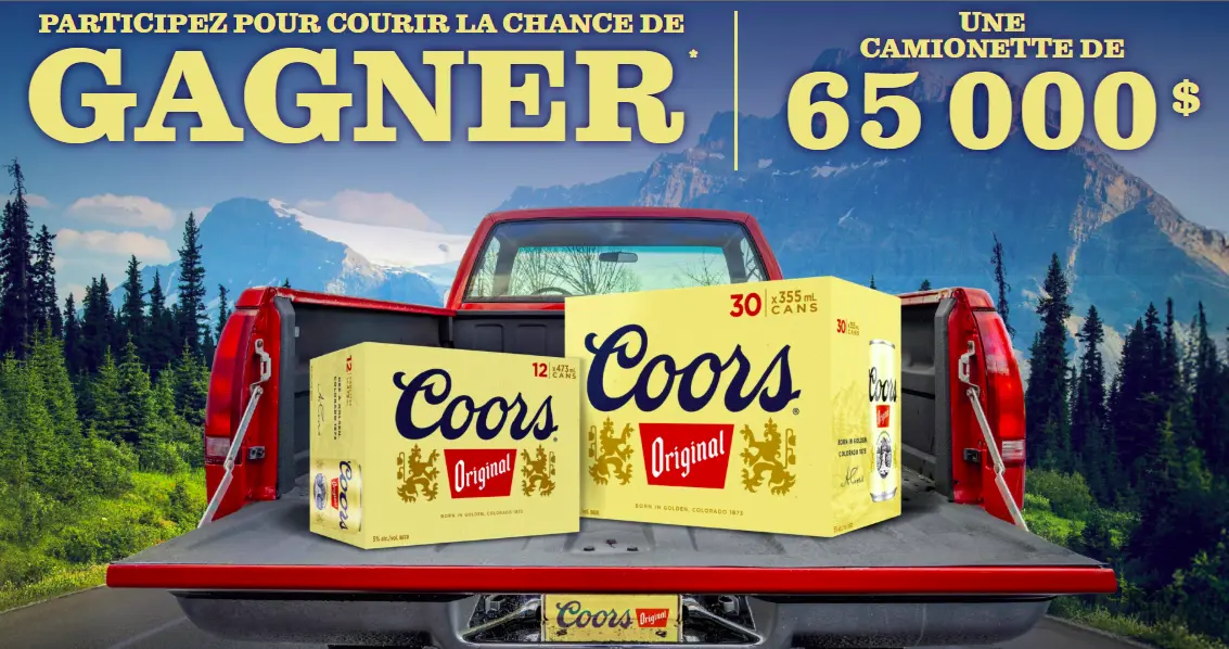 Gagnez un bon d'achat de 65 000$ pour un véhicule avec Coors Original!