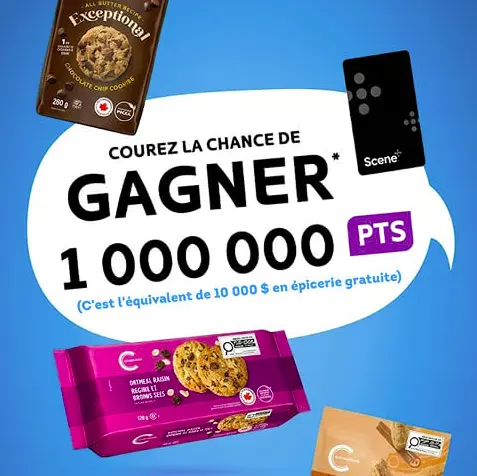 Gagnez jusqu'à 1 million de points Scène+ avec les biscuits Compliments! Un total de 25000$ en récompenses est à gagner!