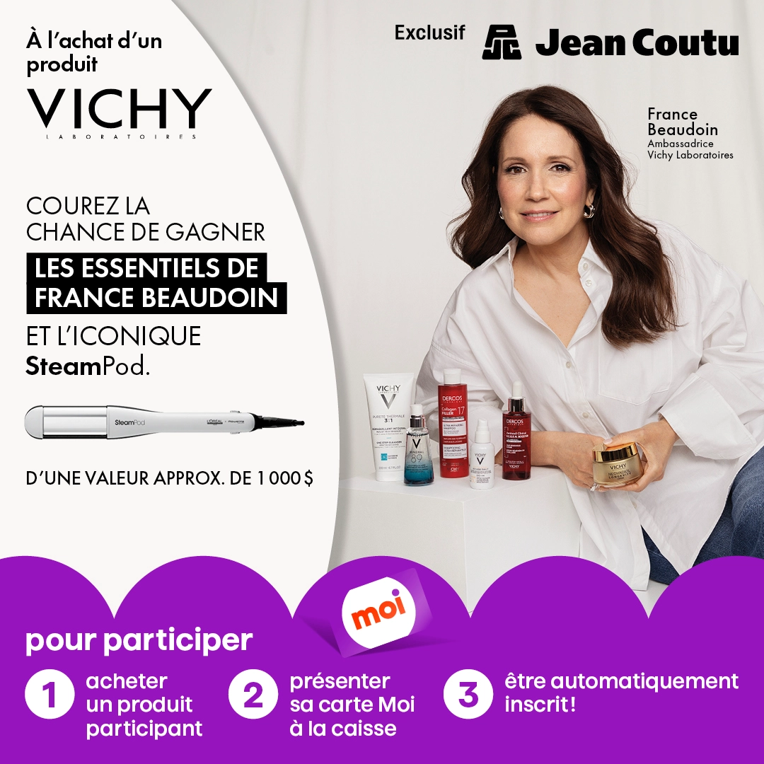 Gagnez l'un des cinq ensembles beauté Vichy de France Beaudoin avec un fer à lisser SteamPod 4.0, d'une valeur de plus de 1000$ chacun!